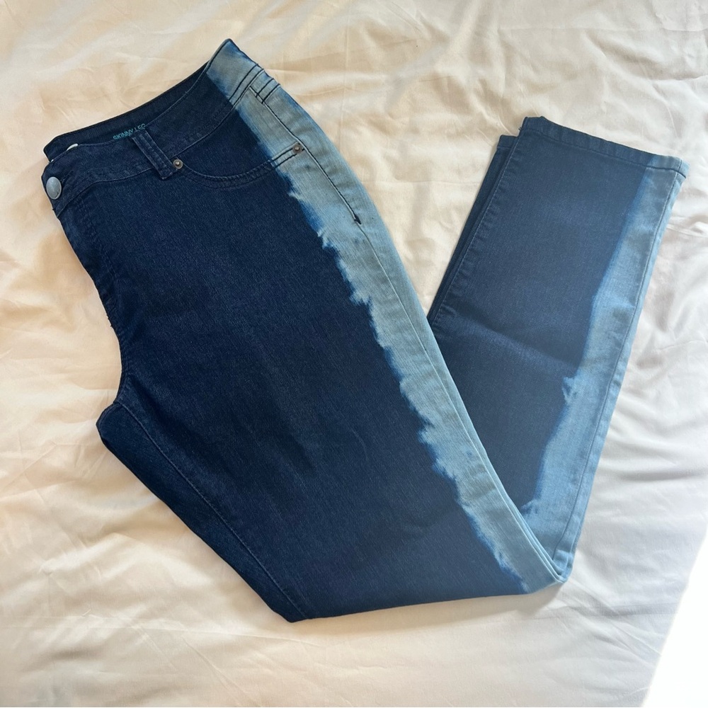 Women's Two-Tone Indigo Tie-Dye Skinny Jeans Size 16P